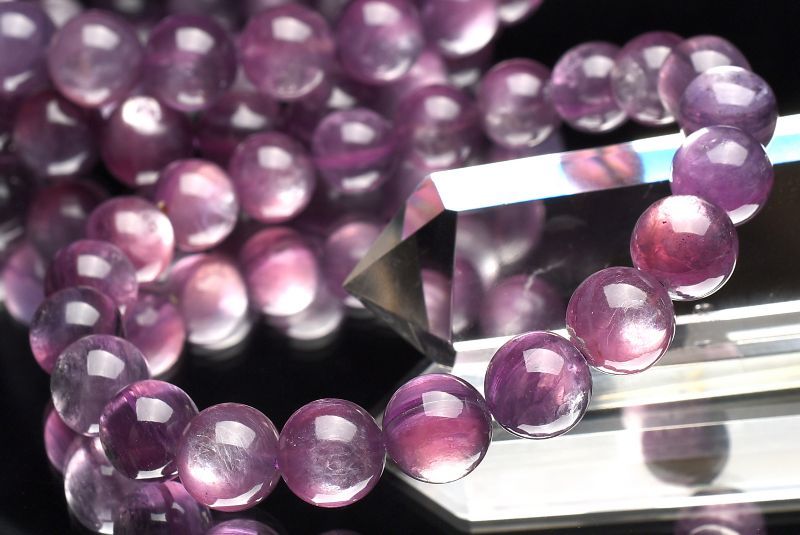 【天然石】高品質 パープルマイカ ブレスレット 12mm 大玉 レピドライト 高発色☆輝くマイカ☆天然石ブレスレット/パープルマイカ