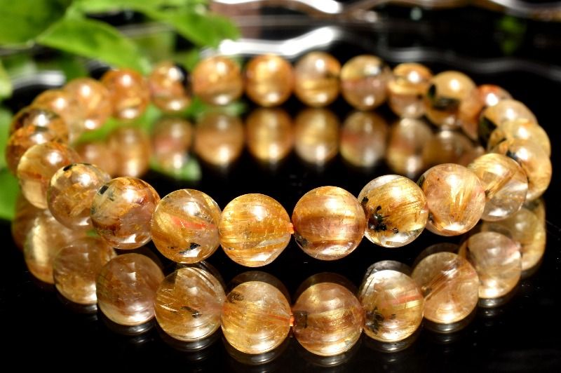 【20％OFF!】【１点物】AA+☆母岩入り ヘマタイトインタイチンルチルクォーツ　7mm ブレスレット アクセサリー _MA5690