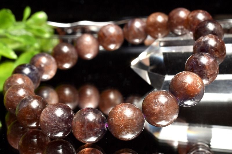 【1点物】AA☆ブラッドショット内包！ アイオライトサンストーン　9.5mm ブレスレット アクセサリー _MA6086画像