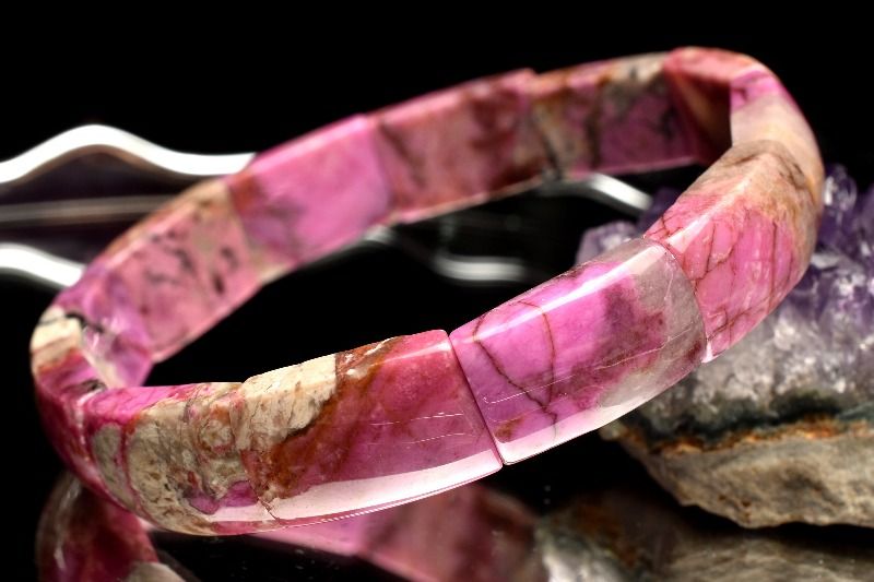 【１点物】高発色◇奇跡の神秘 コバルトドロマイト(コバルトカルサイト)　14.5-16.5x10mm バングル アクセサリー _MA6448｜天然石　パワーストーン　ラトリエ