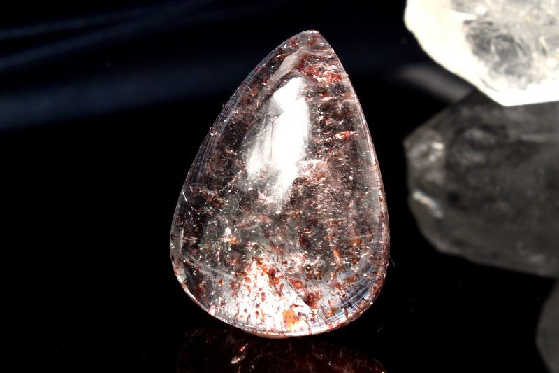 【１点物】AAA☆ファイアークォーツ レピドクロサイトインクォーツ　18x13mm　ドロップ ルース ハンドメイド _PC5475｜天然石　パワーストーン　ラトリエ