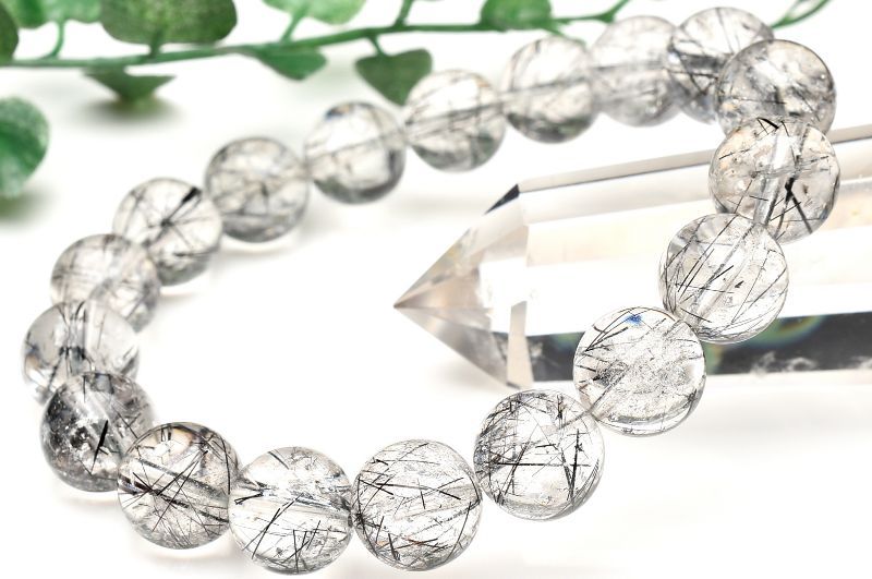 【20％OFF!】【１点物】AAA☆クリア ブラックトルマリンインクォーツ　11mm ブレスレット アクセサリー _U7377