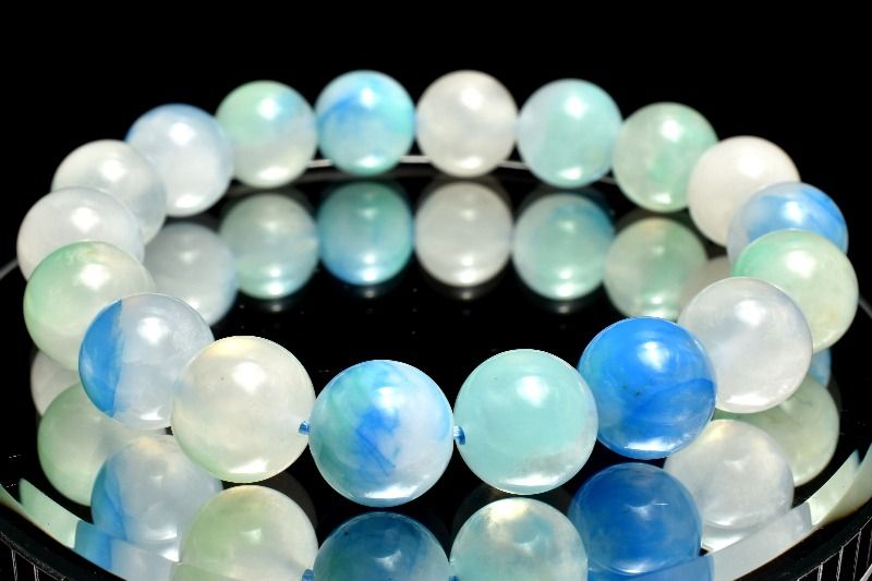 【20％OFF!】【１点物】ペルー産◇希少マーブル クリソコラシリカ　11.5mm ブレスレット アクセサリー _MC640