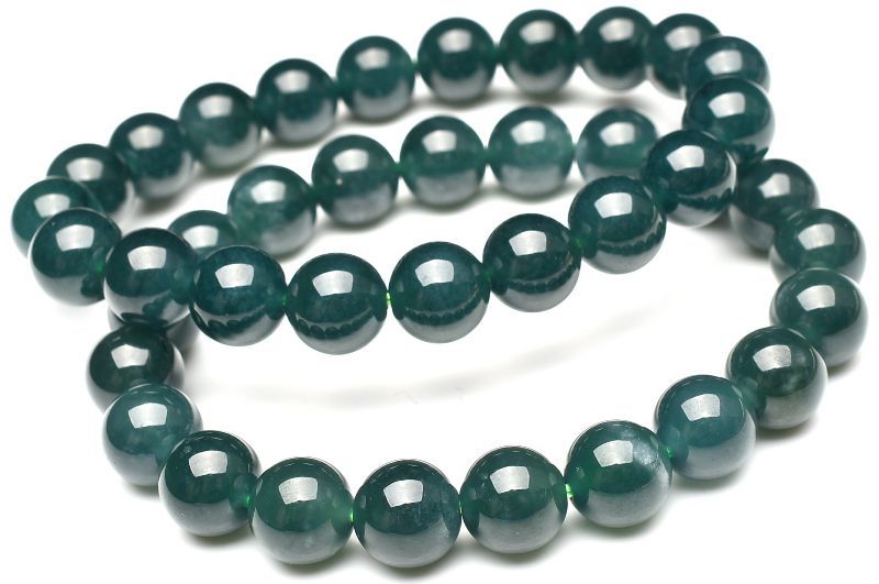 グアテマラ産◇希少マンサーノ翡翠 ブルージェダイト 青翡翠　9.5mm ブレスレット アクセサリー 1個売り _B1538-95