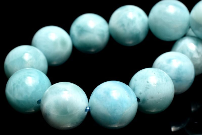 【１点物】やわらかに広がる優しい水色 ラリマー　9.5mm ブレスレット アクセサリー _MC2421