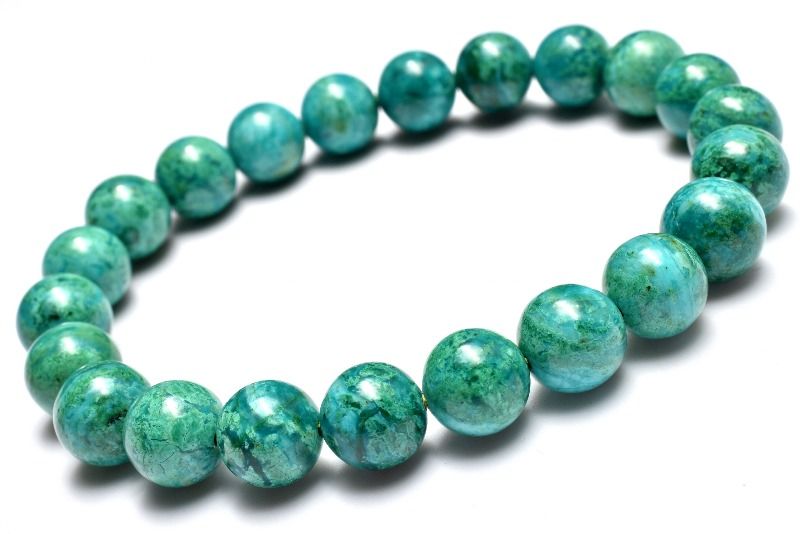 【20％OFF!】【１点物】AA高発色☆ペルー産 クリソコラ　8.5mm ブレスレット アクセサリー _MC3150