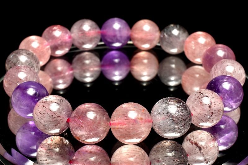 【20％OFF!】【１点物】AA☆マルチカラー スーパーセブン　11mm ブレスレット アクセサリー _MC3549