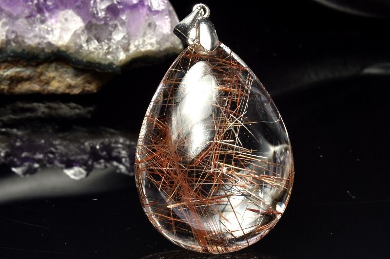 【20％OFF!】【１点物】Silver925◇高発色 ブロンズルチルクォーツ　33x24mm　ドロップ ペンダントトップ アクセサリー _PC8747