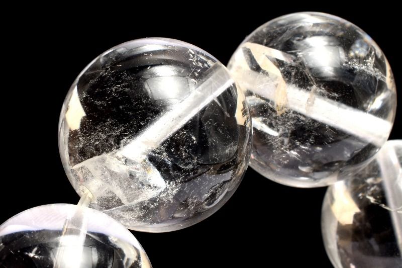 【１点物】数量限定◇希少 クォーツインクォーツ(貫入水晶)　14-14.5mm ブレスレット アクセサリー _MC4136｜天然石　パワーストーン　ラトリエ