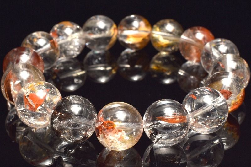 【１点物】ヒマラヤ産◇ライモナイト入り エレスチャルクォーツ　13-13.5mm ブレスレット アクセサリー _MC4870