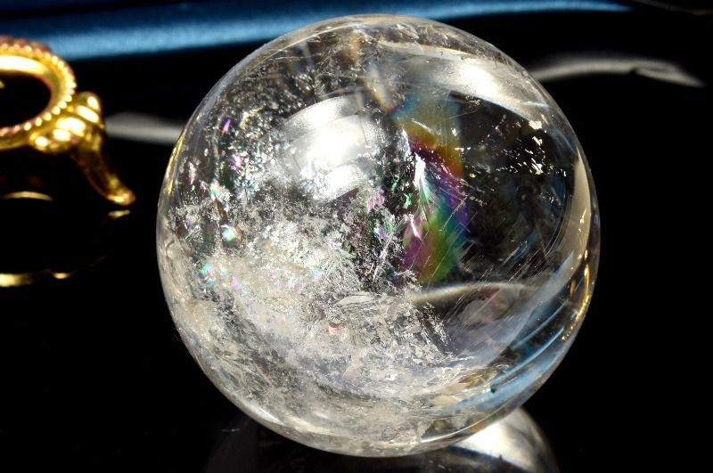 【１点物】高透明◇アイリスクォーツ レインボー水晶　50mm　丸玉(台座付き) スフィア _CG7172【宅急便のみ】 13,280円