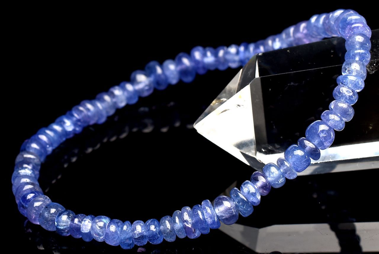 【１点物】AAA☆群青色の結晶 タンザナイト　2-3x4.5mm　ボタン ブレスレット アクセサリー _U9246