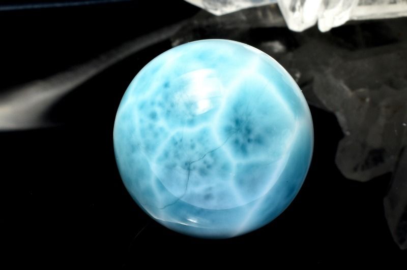 【１点物】大珠◇三大ヒーリング ラリマー　26mm　丸玉(台座付き) スフィア _CG7259【宅急便のみ】
