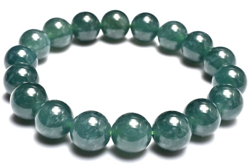 【１点物】グアテマラ産◇希少マンサーノ翡翠 ブルージェダイト 青翡翠　11.5mm ブレスレット アクセサリー _MC5904