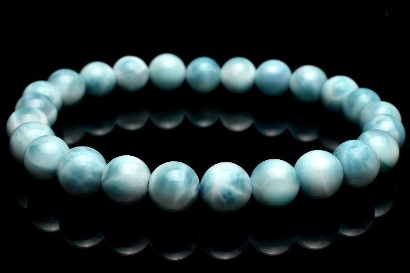 【１点物】AAA+ドミニカブルー☆亀甲模様 ラリマー　7.5mm ブレスレット アクセサリー _MC6027