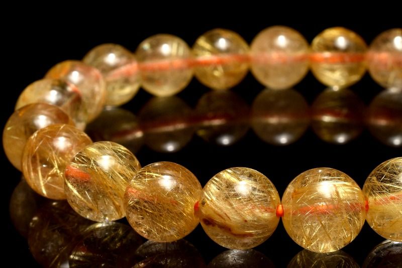 【１点物】AA☆黄金の煌めき ゴールドルチルクォーツ　8.5mm ブレスレット アクセサリー _MC6322