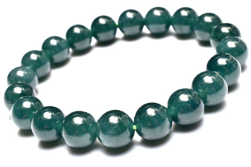 【１点物】グアテマラ産◇希少マンサーノ翡翠 ブルージェダイト 青翡翠　9.5mm ブレスレット アクセサリー _MC6610