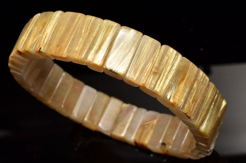 【１点物】迫力金針！ ゴールドタイチンルチルクォーツ　3.5-7x13mm バングル アクセサリー _MC7022