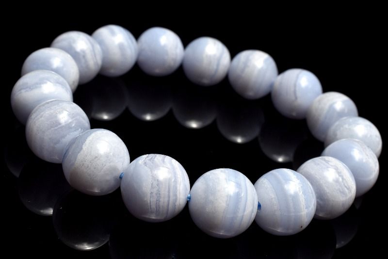 【1点物】高品質 ブルーレースアゲート 12mm ブレスレット アクセサリー _MC7090