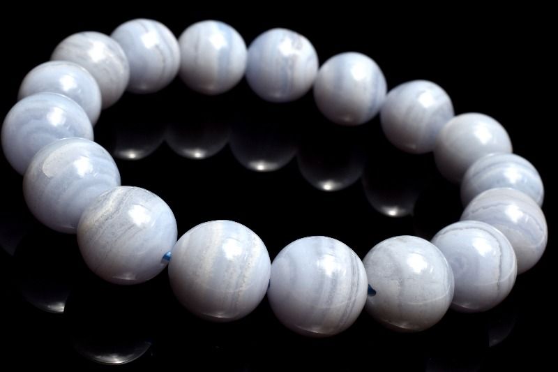 【１点物】高品質 ブルーレースアゲート　12mm ブレスレット アクセサリー _MC7094