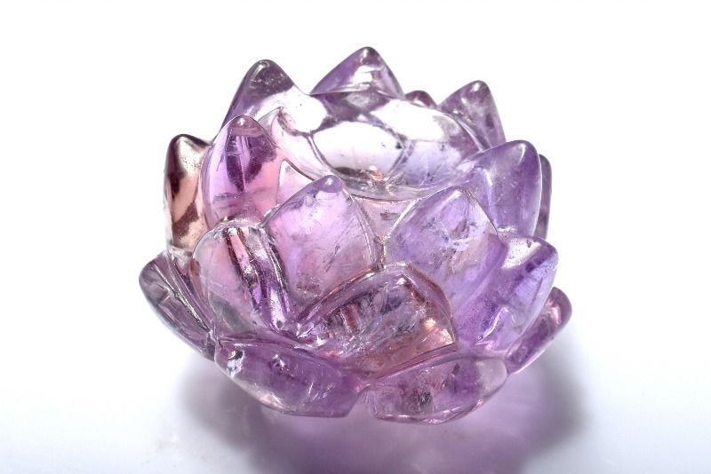 【1点物】繊細彫刻 アメトリン 37x27mm 睡蓮花彫刻 置物 _CG7440【宅急便のみ】