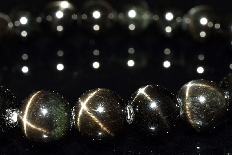 【1点物】希少◇十文字(4条)のスター効果! ブラックスターダイオプサイト 8mm ブレスレット アクセサリー _MC7730