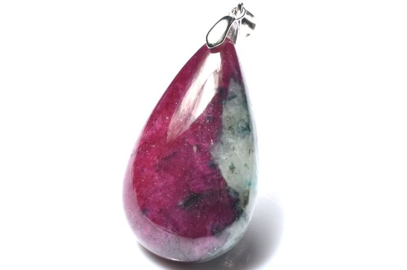 【１点物】Silver925◇美しい共生 ルビーインゾイサイト　30x17mm　ドロップ ペンダントトップ アクセサリー _PD1047