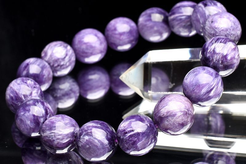 【20％OFF!】【１点物】高品質◇絹糸のような上品マーブル チャロアイト　11.5mm ブレスレット アクセサリー _E180｜天然石　パワーストーン　ラトリエ