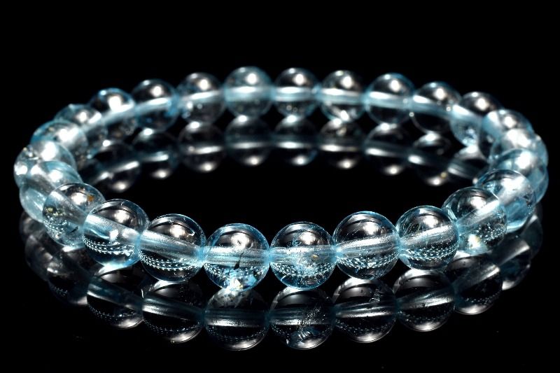 【１点物】澄み渡る蒼の輝き ブルートパーズ　7.5mm ブレスレット アクセサリー _MD2458｜天然石　パワーストーン　ラトリエ