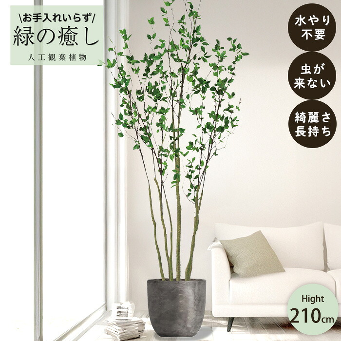 【メーカー直送】 フェイクグリーン ドウダン ポット付き 210cm 大型 高級 室内 人工観葉植物 屋外不可 acs