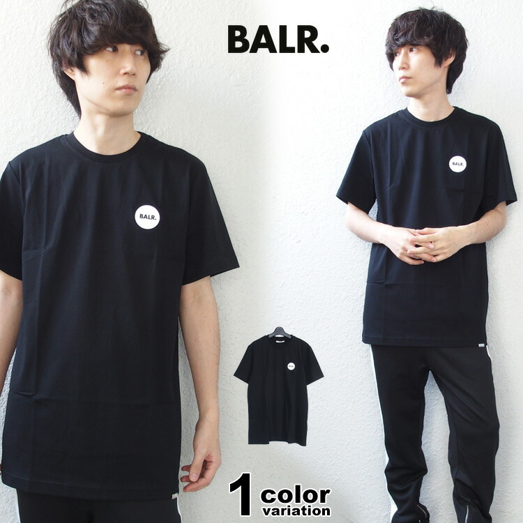 BALR. 山高帽子 プルオーバー 半袖 B1112.1184 天然ゴムロゴタイプ オラフ 引っ切り無い ラウンド 天然ゴム 徽章 プルオーバー OLAF STRAIGHT ROUND RUBBER BADGE T-SHIRT  ( メンズ 成人男性 レディース 成人女性 ユニ一発やる 男女兼用 BLACK 黒いこと 黒)