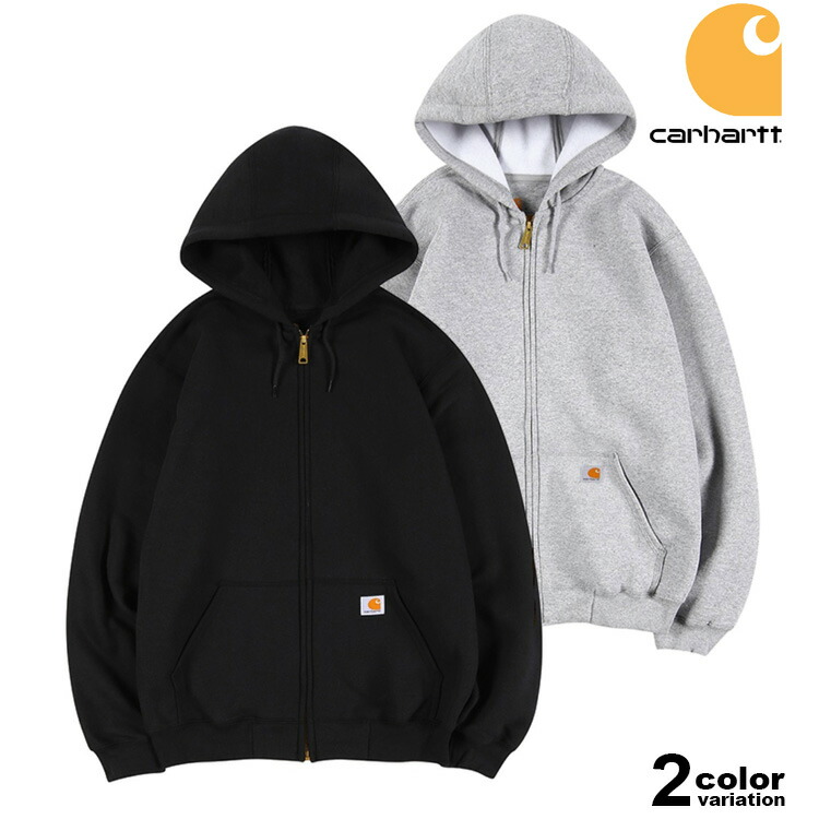 Carhartt カーハート パーカー スウェット ジップパーカー 裏起毛 ロゴ プリント ルーズフィット 定番 人気 Loose Fit Midweight Full-Zip Sweatshirt USAモデル [K122]【carhartt メンズ トップス 大きいサイズ】