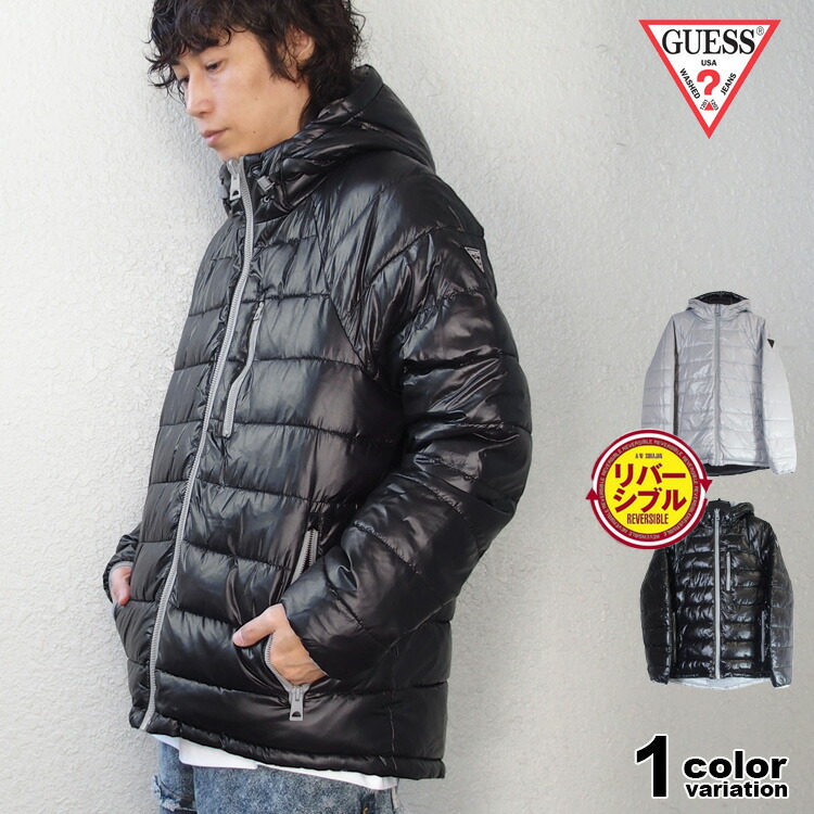 GUESS ゲス 中綿 ジャケット リバーシブル パファー ジャケット フード付き ブランド ロゴ アメカジ メンズ レディース 並行輸入品 UK限定モデル 112AN400