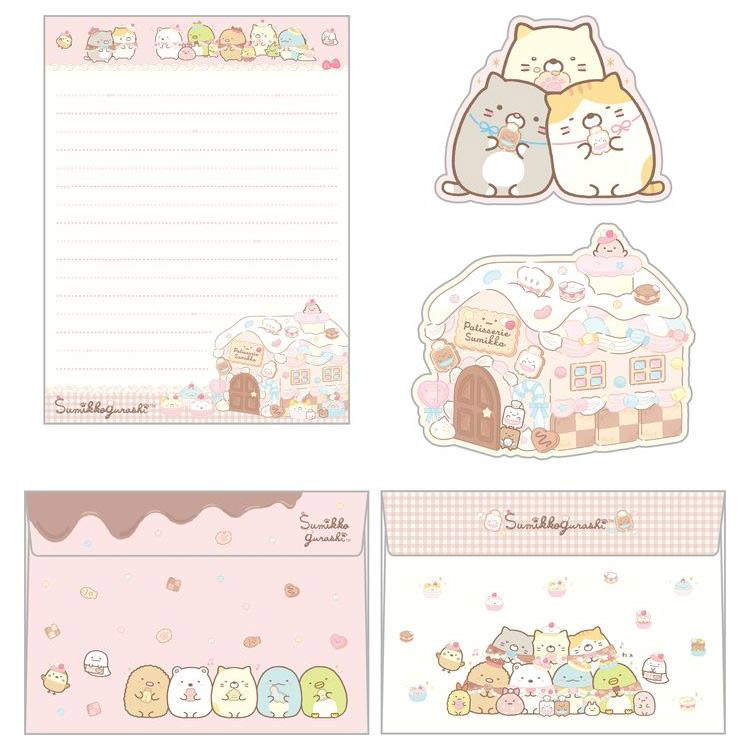 すみっコぐらし グッズ レターセット LH74002 ねこのきょうだいとおかし屋さん 文房具・事務用品