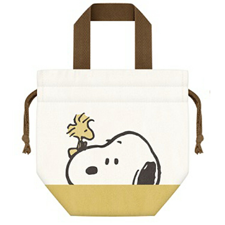 スヌーピー 持ち手マチ付巾着 クローズアップ Chou Poche ランチグッズ ランチバッグ きんちゃく お弁当袋 保冷保温 100 本物保証
