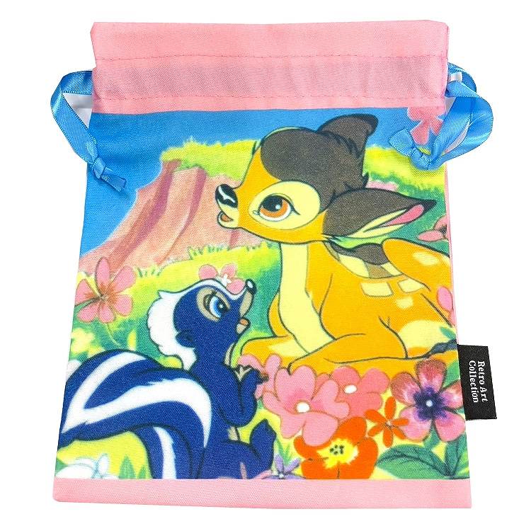 バンビ 巾着 ピンク Retro Art Collection ディズニー　Disney アートレコレクション画像