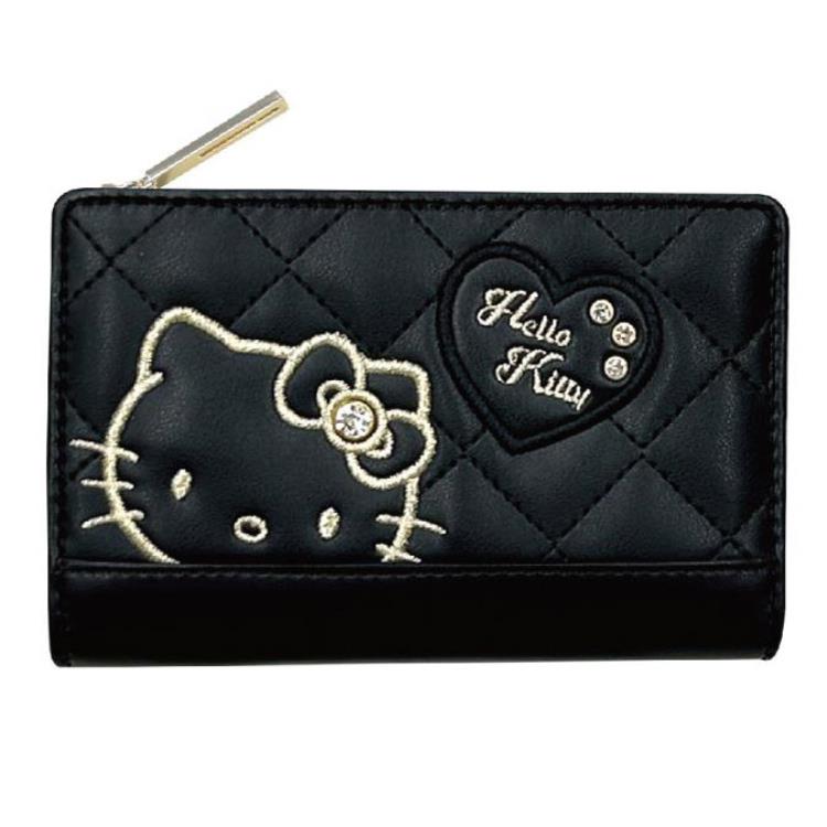 【楽天市場】ハローキティ LF 深札入れ ブラック×ゴールド柄 財布 レディース 二つ折り かわいい ワッペンキティ 151772 ...