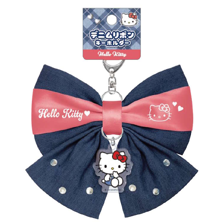 ハローキティ リボン付きキャラクターグッズ 楽天市場】ハローキティ デニムリボンキーホルダー ブラック リボン