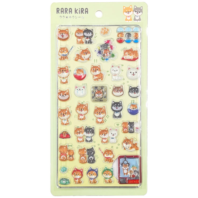 9種セット RARA KiRA ララ☆キラシール ぷっくり立体シール 柴犬 ネコ