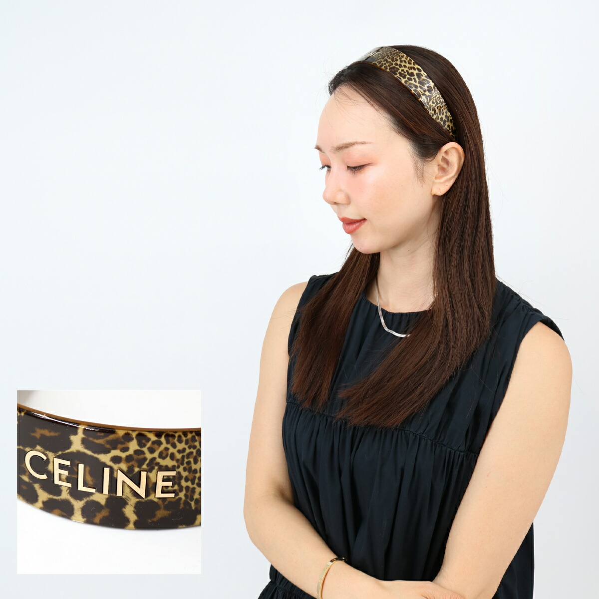 上品可愛い♪*CELINE*トリオンフ サテン カチューシャ 関税込 CELINE セリーヌ カチューシャ 460NW6STE.35OR レディース ヘア