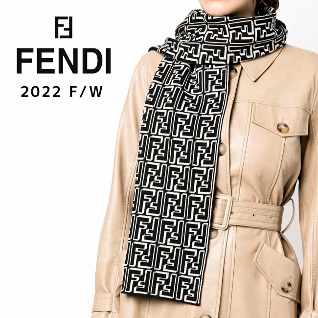 2002年春 フェンディ FENDI メンズ リバーシブルウールマフラー FXS124