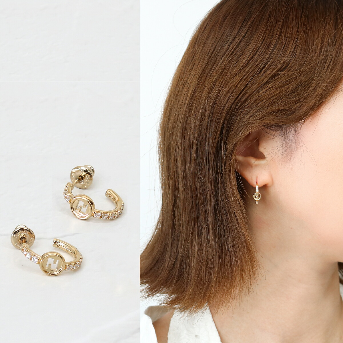■FENDI エバーラウンド フェンディ ピアス 8AL326ATEPF089U ゴールドカラーメタル クリスタル アクセサリー プレゼント ギフト ブランド｜SHARE&rsquo;S GARDEN-シェアズガーデン 29,244円