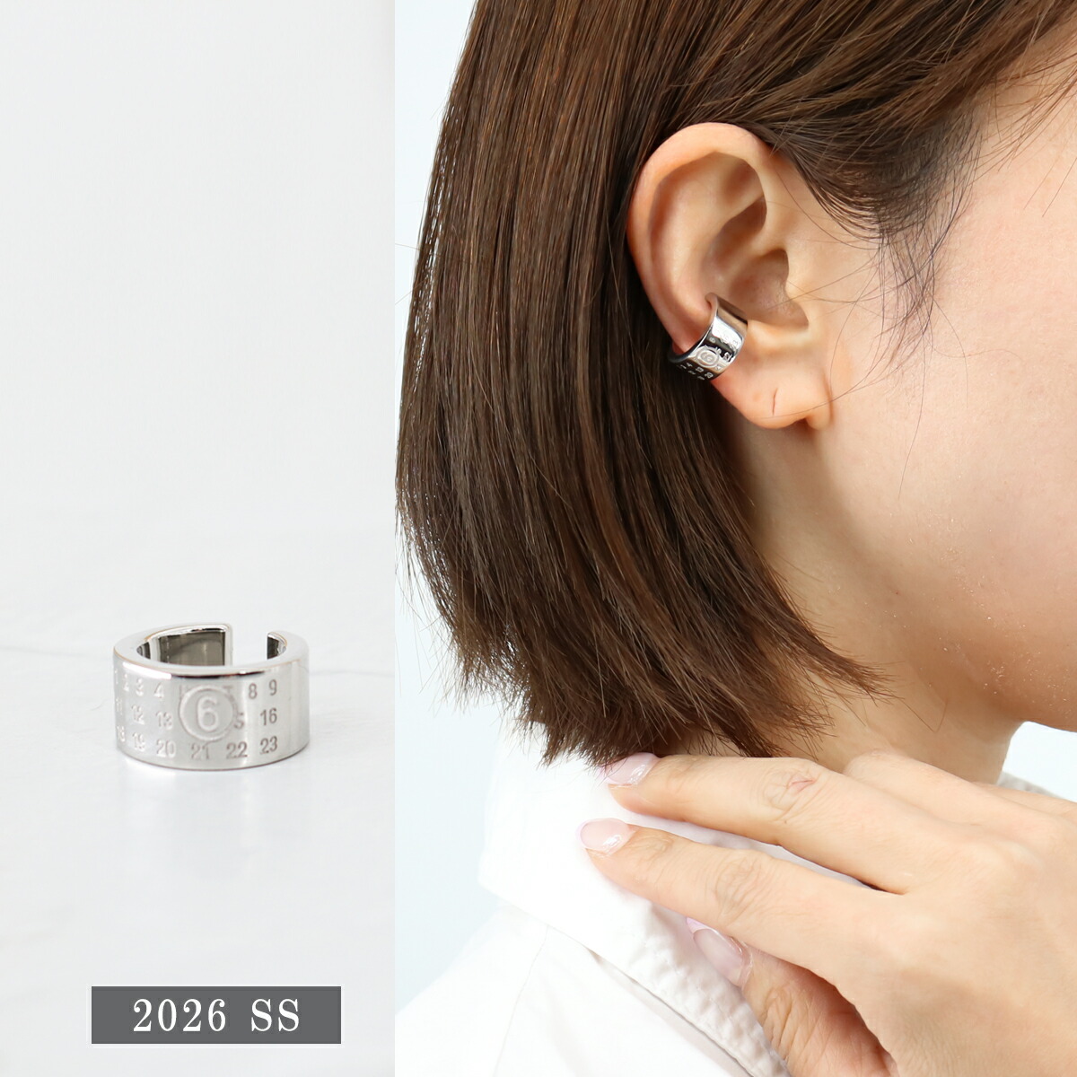 ■MM6 Maison Margiela エムエムシックス メゾンマルジェラ イヤーカフ SM6VG0113 P6469 951/SILVER イヤカフ 片耳用 ユニセックス ナンバリングロゴ アクセサリー シルバー ブランド|SHARE’S GARDEN-シェアズガーデン