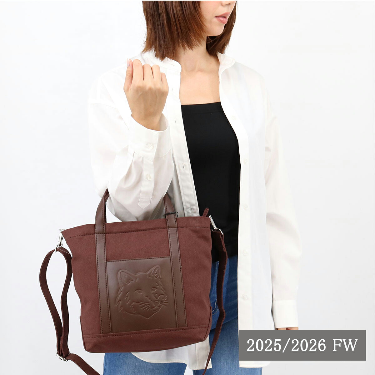 ■MAISON KITSUNE メゾン キツネ トートバッグ PW05105OF0002 ロゴ刺繍 フォックスヘッド スモール FOX HEAD SMALL TOTE ショルダーバッグ 2WAY メンズ レディース ユニセックス ブランドBAG 鞄|SHARE’S GARDEN-シェアズガーデン