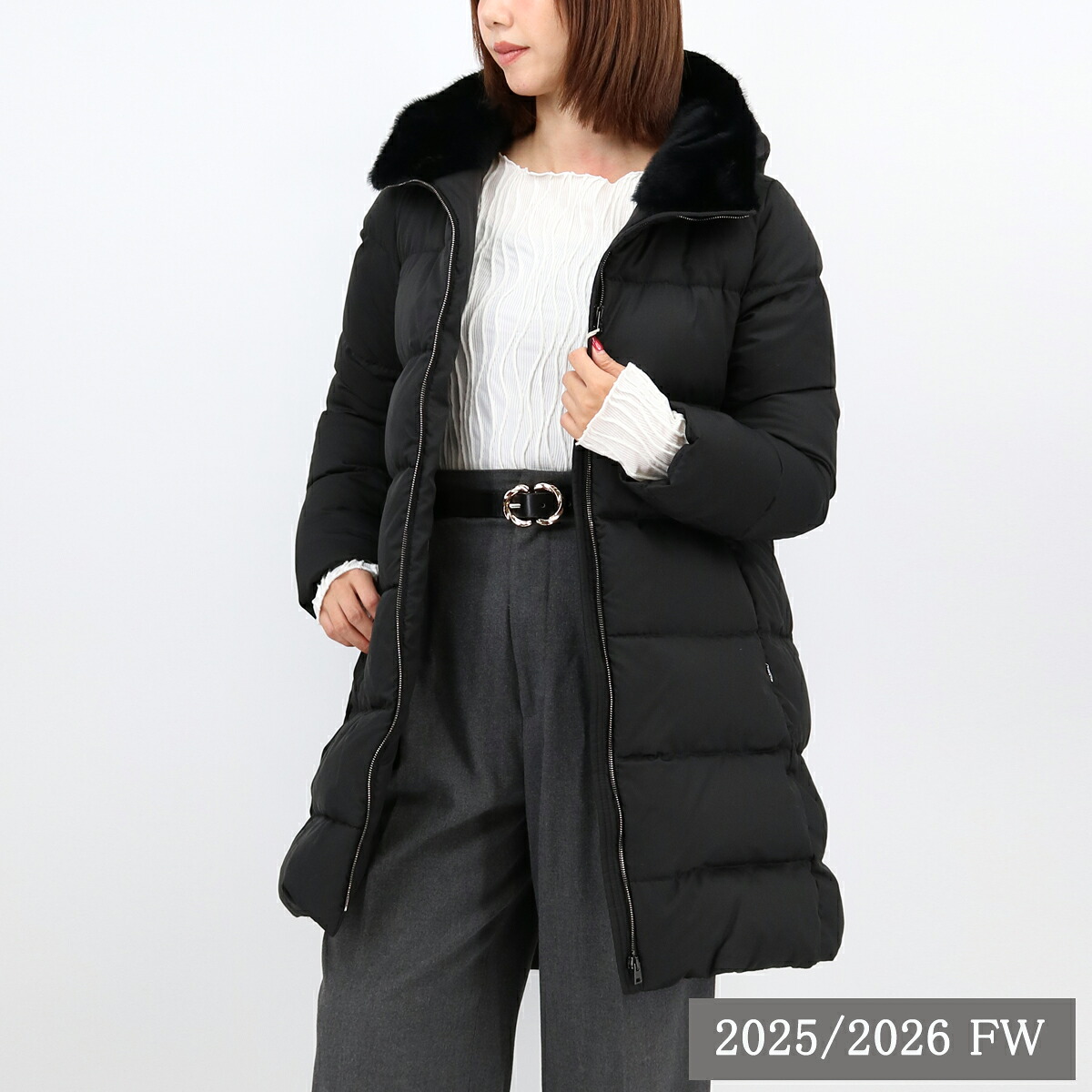 【楽天市場】 HERNO ヘルノ PI001948D 12414Z 9300 ダウンジャケット ロングダウンコート フード付き フェイクファー ...