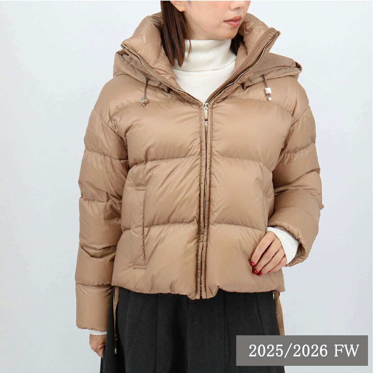 ■MAX MARA The Cube マックスマーラ ザ キューブ TREBI トレビ ショートダウンコート ジャケット レディース フード取り外し可能 ナイロン ブランド