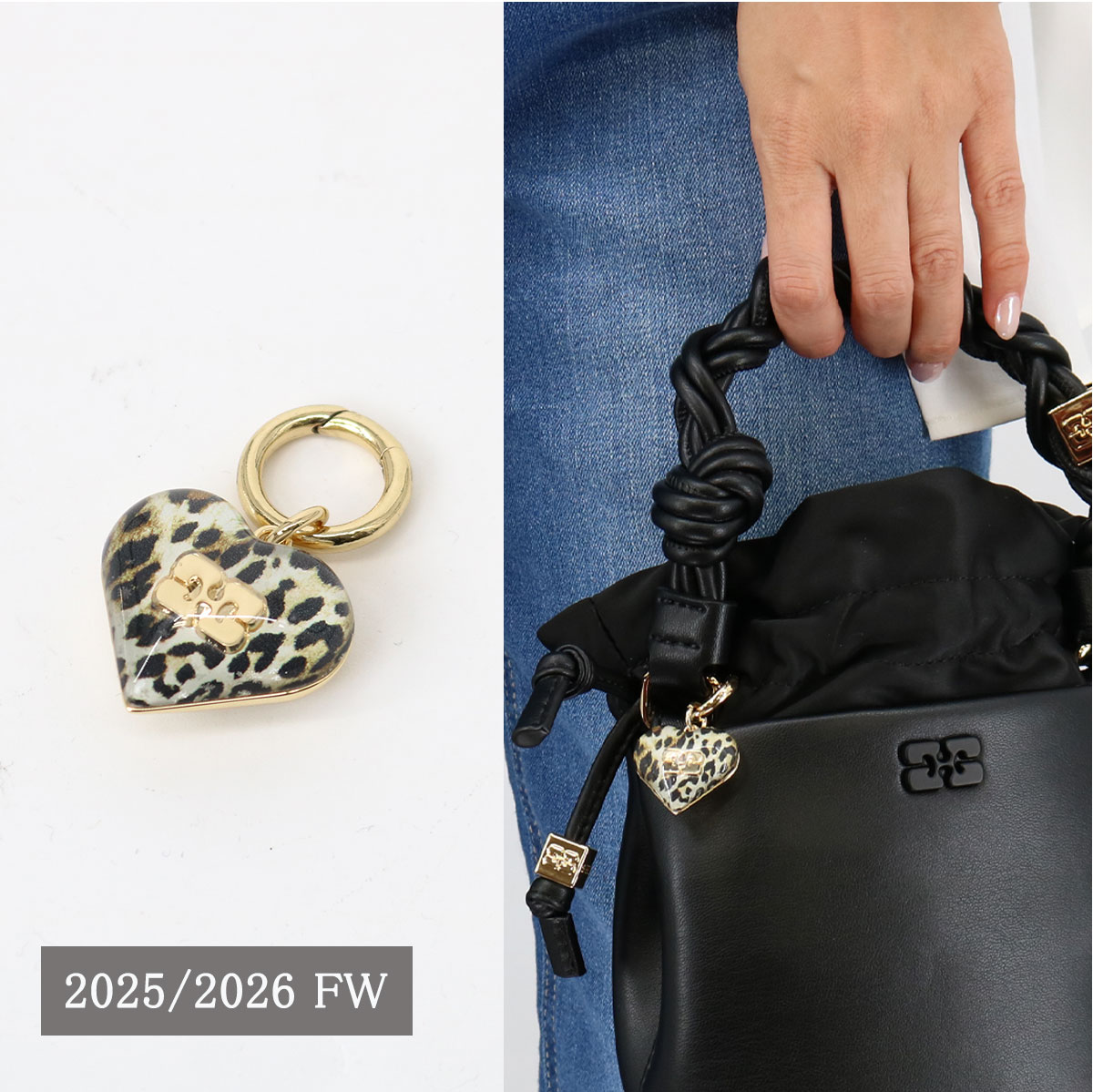 ■GANNI ガニー レオパードハートチャーム Bou Heart Charm A7185 キーホルダー キーチャーム バッグアクセサリー ギフト プレゼント ロゴ ブランド｜SHARE&rsquo;S GARDEN-シェアズガーデン