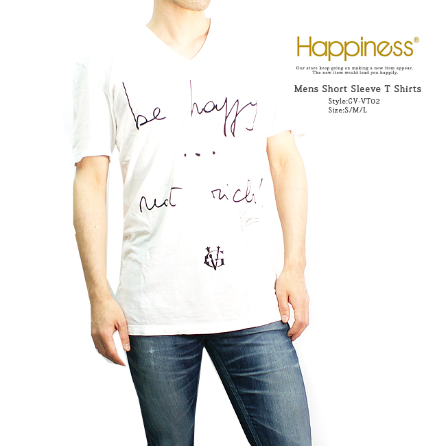 【楽天市場】 【Happiness10(ハピネス10)】 T シャツGV_VT02メンズロゴT入荷♪白/ホワイト/半袖/シンプル/Vネック