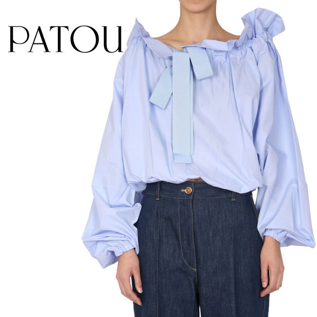 生産完了商品 PATOU パトゥ オーガニックコットン ブラウス ブルー