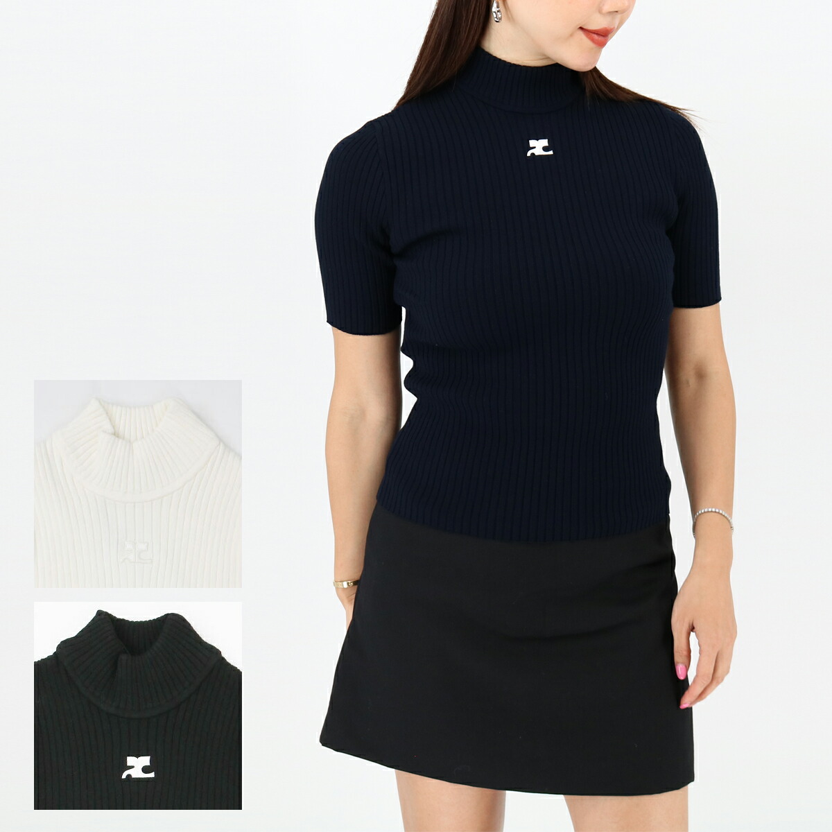 courreges クレージュ サマーニット 黒ネイビー courreges クレージュ サマーニット 黒ネイビー 大人気